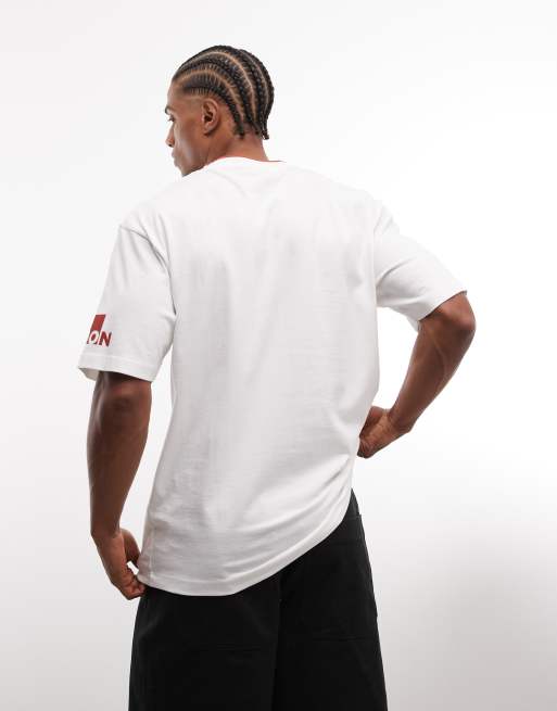 ASOS DESIGN – Vit, avslappnad t-shirt med sportigt tryck, 4 av 5