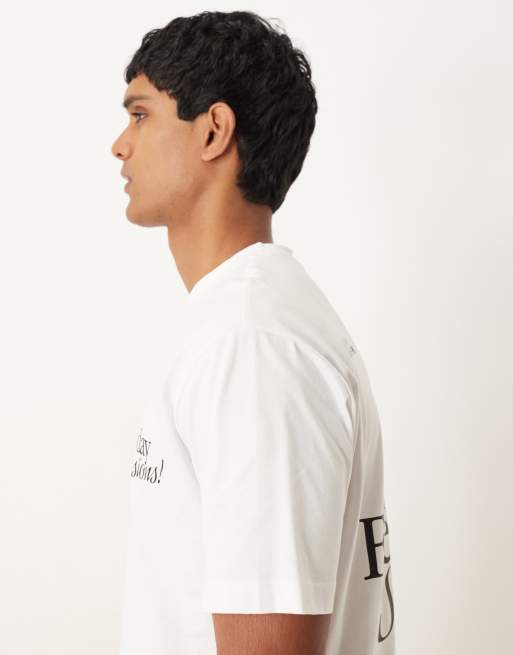 ASOS DESIGN – Vit, avslappnad t-shirt med tecknat tryck baktill, 4 av 5