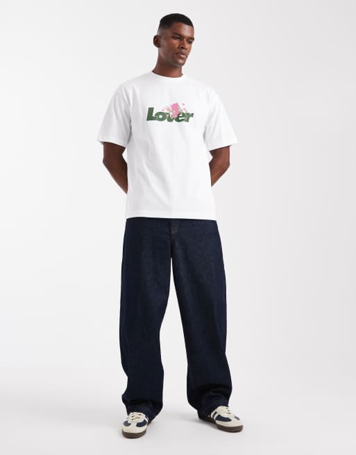 ASOS DESIGN – Vit, avslappnad t-shirt med texttryck , 2 av 5