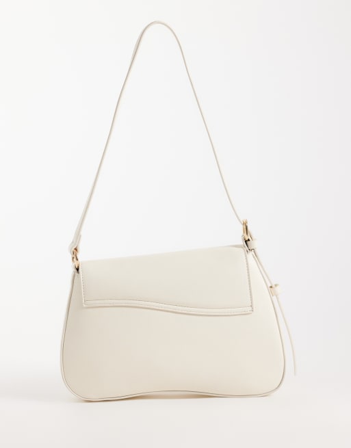 ASOS DESIGN – Vit axelväska med asymmetriskt lock, 4 av 4