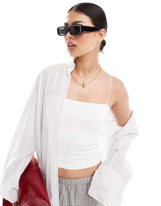 ASOS DESIGN – Vit bandeau-topp i skulpterande seamless design och lång modell i 90-talsstil