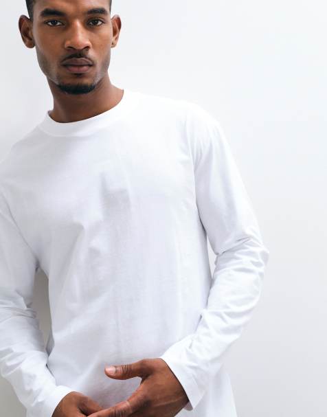 ASOS DESIGN – Vit bas-t-shirt med långa ärmar och avslappnad passform - view 1
