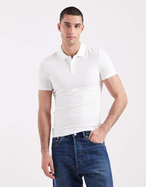 ASOS DESIGN – Vit baspikétröja i muscle fit