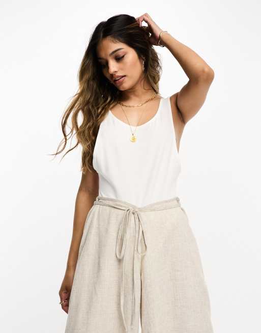 ASOS DESIGN – Vit body med djup ringning baktill och sänkt ärmöppning, 2 av 4