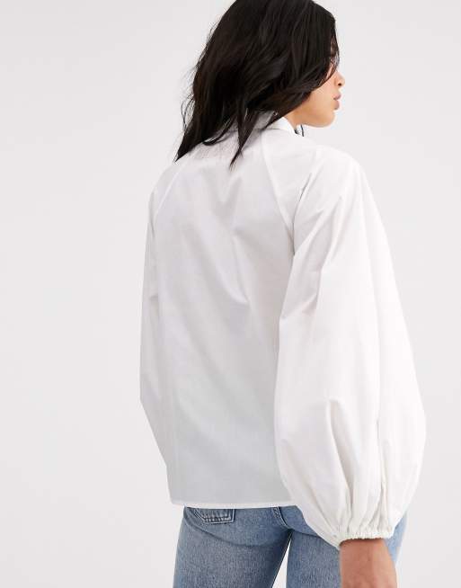 ASOS DESIGN – Vit bomullsskjorta med lång vid ärm, 2 av 4