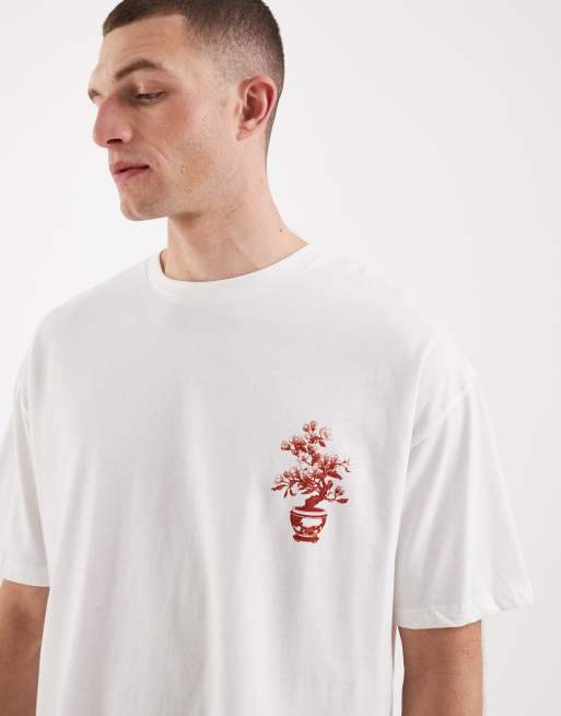 ASOS DESIGN – Vit, boxig t-shirt i oversize med bonsaitryck , 4 av 5