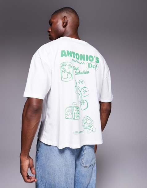 ASOS DESIGN – Vit, boxig t-shirt i oversize med mattryck - view 1