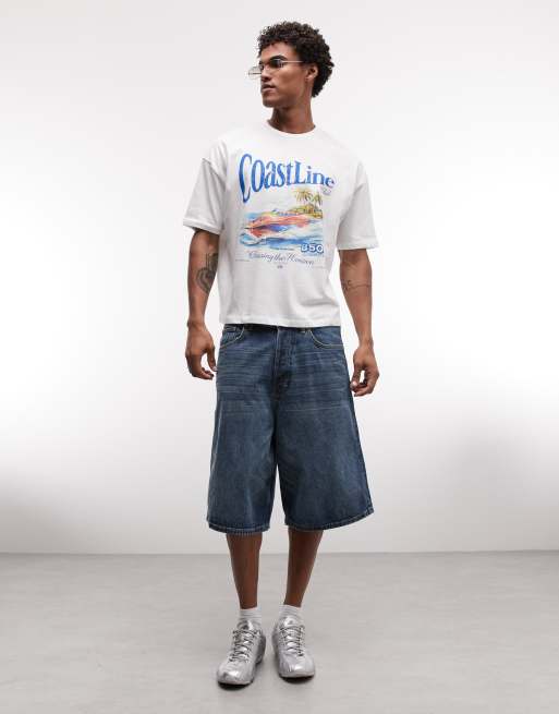 ASOS DESIGN – Vit, boxig t-shirt i oversize med speedboat-tryck, 2 av 5