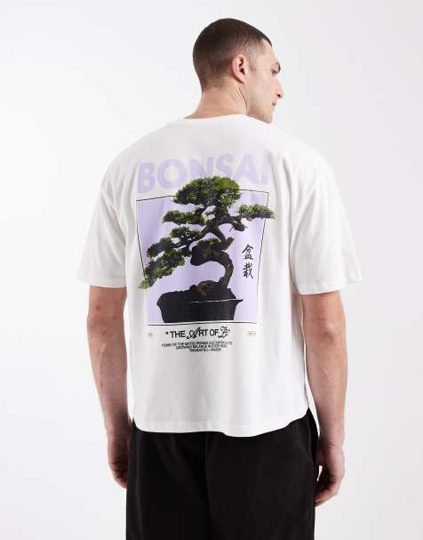 ASOS DESIGN – Vit, boxig t-shirt i oversized fit med bonsaitryck - view 1