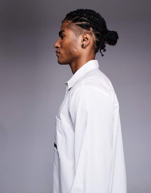 ASOS DESIGN – Vit, broderad skjorta i regular fit, 4 av 5
