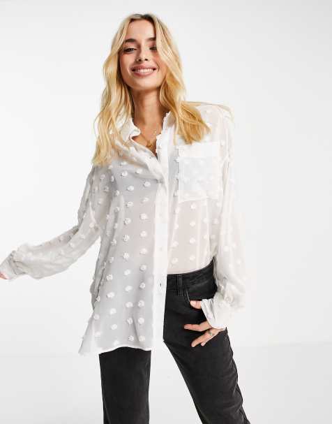 ASOS DESIGN – Vit, dobbyvävd skjorta i oversize - view 1