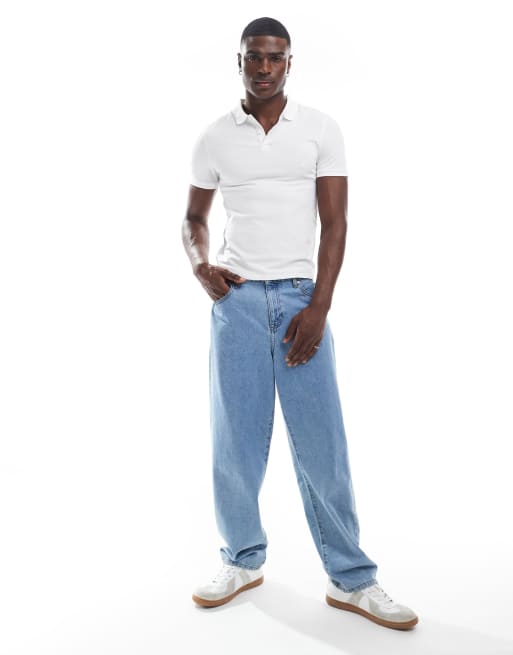 ASOS DESIGN – Vit, enkel pikétröja i muscle fit, 2 av 4