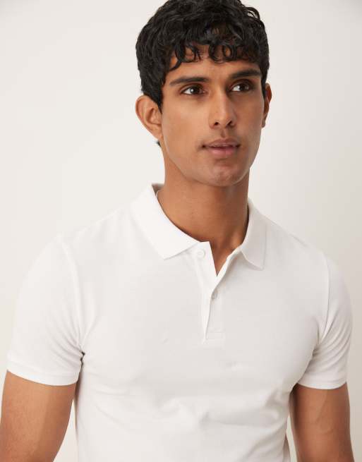 ASOS DESIGN – Vit, enkel pikétröja i muscle fit , 3 av 4