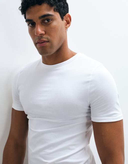 ASOS DESIGN – Vit, enkel t-shirt i muscle fit, 2-pack, 4 av 5