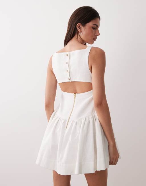 ASOS DESIGN – Vit, figurnära och utsvängd sommarklänning i minilängd med v-ringning , 4 av 4