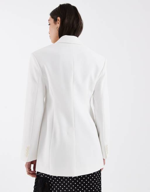 ASOS DESIGN – Vit, figursydd kavaj i lång modell, 3 av 4