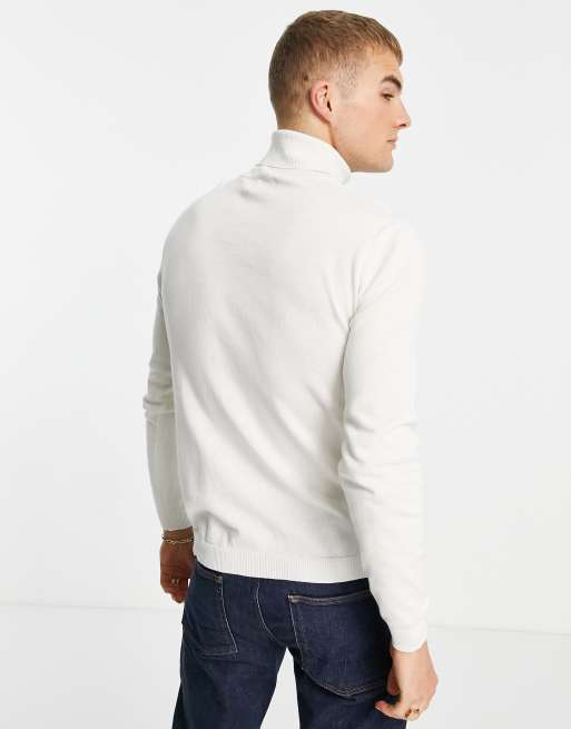 ASOS DESIGN – Vit flätstickad tröja i bomull med polokrage, 2 av 4