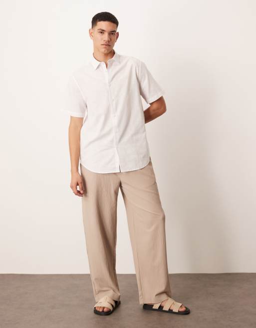 ASOS DESIGN – Vit, formell linneskjorta i regular fit