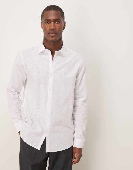 ASOS DESIGN – Vit, formell linneskjorta i regular fit