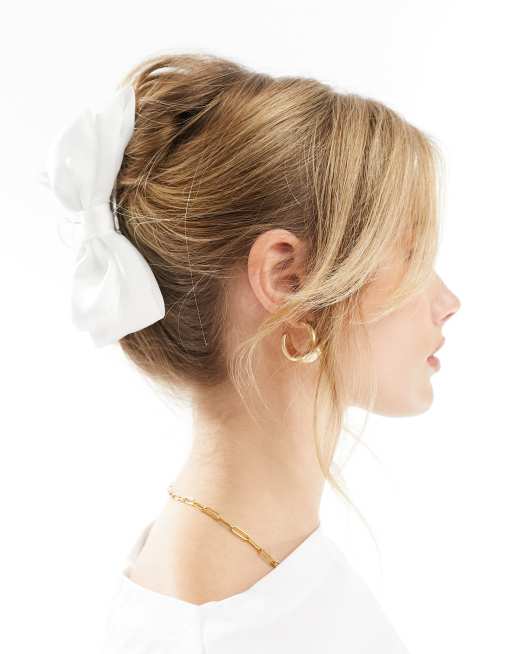 ASOS DESIGN – Vit hårklämma med rosett i tyg, 2 av 4