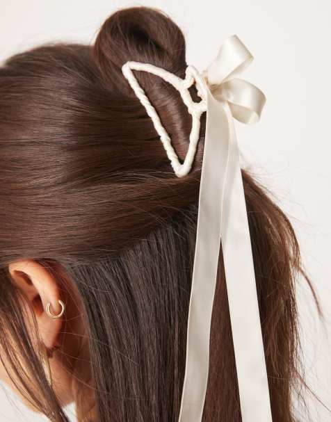 ASOS DESIGN – Vit hårklämma med rosett - view 1