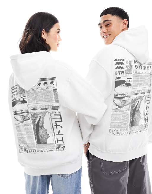 ASOS DESIGN – Vit huvtröja i oversize med fotografiskt tryck baktill, 3 av 3