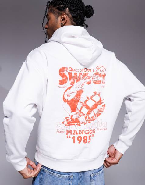 ASOS DESIGN – Vit huvtröja med mangotryck - view 1