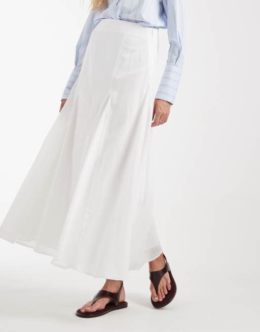 ASOS DESIGN – Vit klockad maxikjol i bomull, 2 av 5