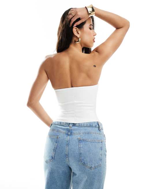 ASOS DESIGN – Vit korsett-topp i bandagestil med hyskor och hakar, 4 av 4