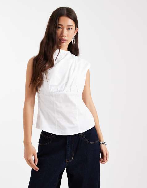 ASOS DESIGN – Vit korsett-topp med rysch - view 1