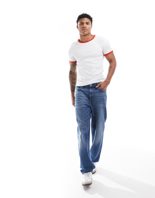 ASOS DESIGN – Vit, kort t-shirt i muscle fit med kantrand, 4 av 4