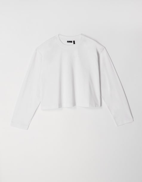 ASOS DESIGN – Vit, kort t-shirt med boxig passform med långa ärmar - view 1