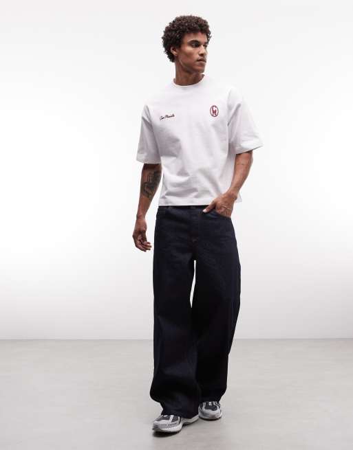 ASOS DESIGN – Vit, kraftig t-shirt i oversize med boxig passform och texttryck på ryggen, 2 av 5