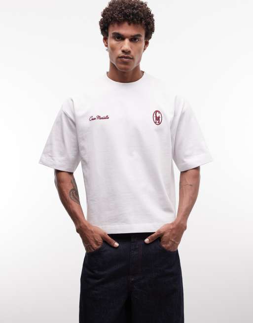 ASOS DESIGN – Vit, kraftig t-shirt i oversize med boxig passform och texttryck på ryggen, 3 av 5