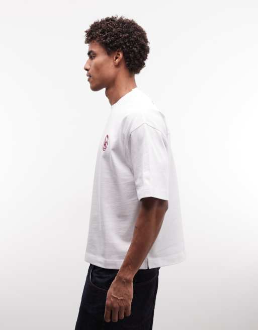 ASOS DESIGN – Vit, kraftig t-shirt i oversize med boxig passform och texttryck på ryggen, 4 av 5