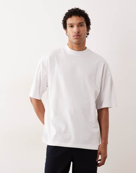 ASOS DESIGN – Vit, kraftig t-shirt i oversize med hög krage - view 1
