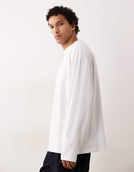 ASOS DESIGN – Vit, kraftig t-shirt i oversize med långa ärmar, 4 av 5