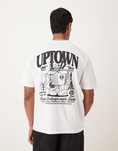 ASOS DESIGN – Vit, kraftig t-shirt i oversize med nudeltryck i 220gsm - view 1