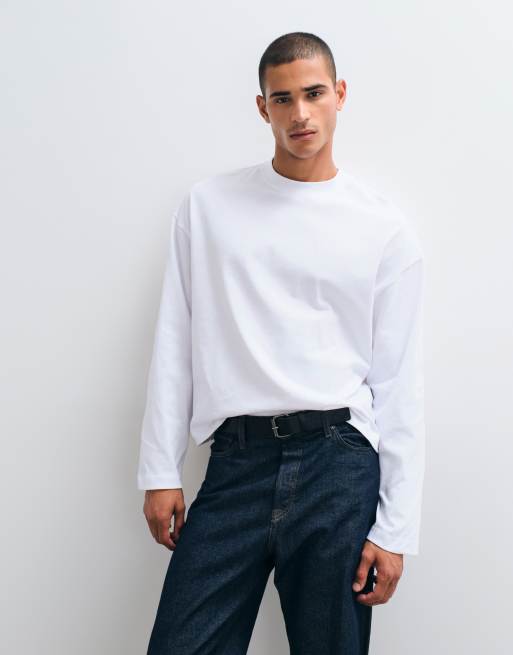 ASOS DESIGN – Vit, kraftig t-shirt i oversize och boxig passform med långa ärmar, 2 av 5