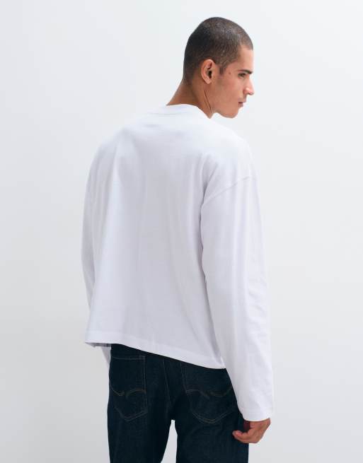 ASOS DESIGN – Vit, kraftig t-shirt i oversize och boxig passform med långa ärmar, 4 av 5