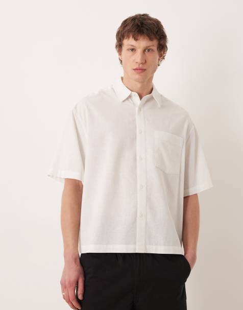 ASOS DESIGN – Vit linneskjorta i oversize med boxig passform - view 1