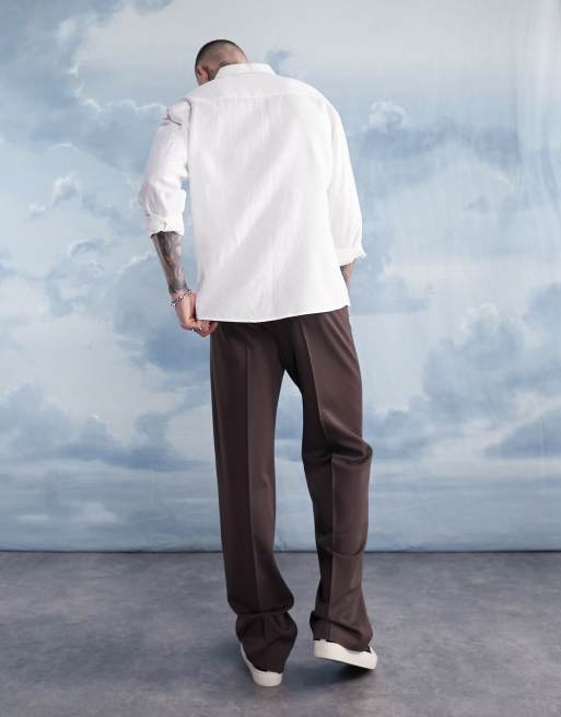 ASOS DESIGN – Vit linneskjorta i oversize med dubbla fickor , 3 av 4