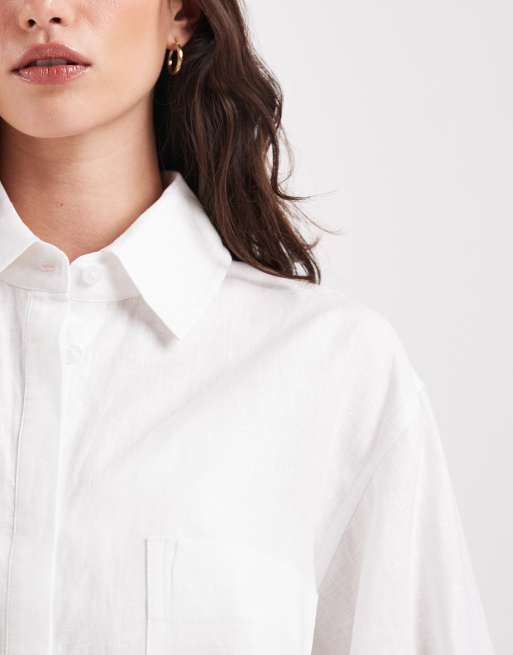 ASOS DESIGN – Vit linneskjorta i oversize, 3 av 4
