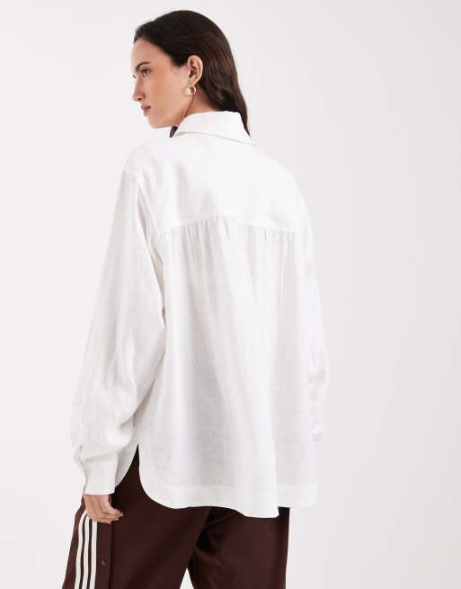 ASOS DESIGN – Vit linneskjorta i oversize, 4 av 4