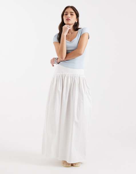 ASOS DESIGN – Vit maxikjol med asymmetrisk design och sänkt midja - view 1