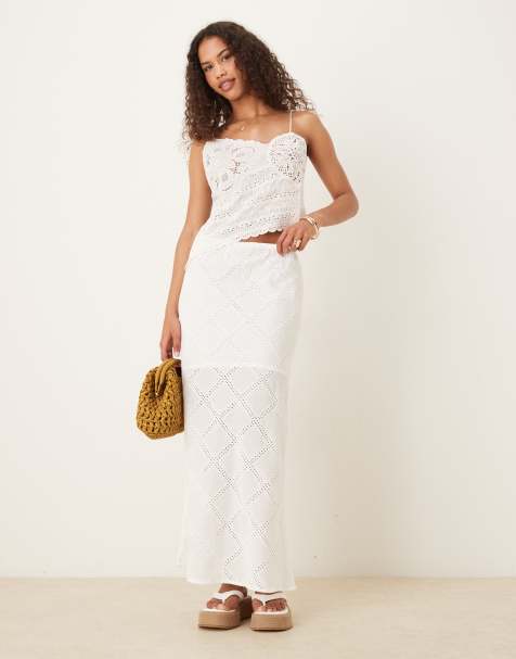 ASOS DESIGN – Vit maxikjol med lappad design - view 1