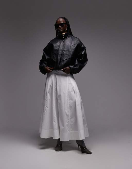ASOS DESIGN – Vit maxiklänning i bomullspoplin med sänkt midja och klockad kjol, 3 av 5