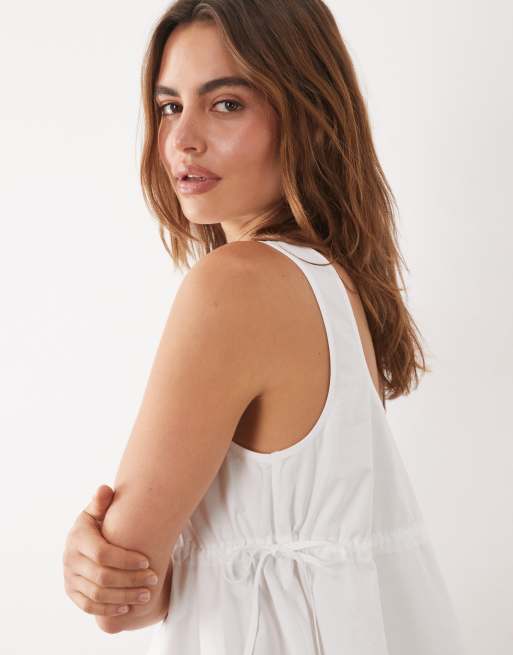 ASOS DESIGN – Vit miniklänning i trapeze-modell med elastisk midja, 3 av 4