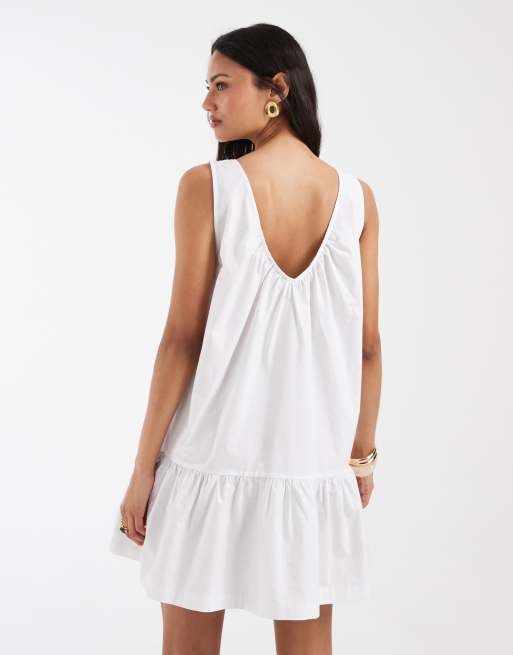 ASOS DESIGN – Vit miniklänning med v-ringning och spetskant, 4 av 4