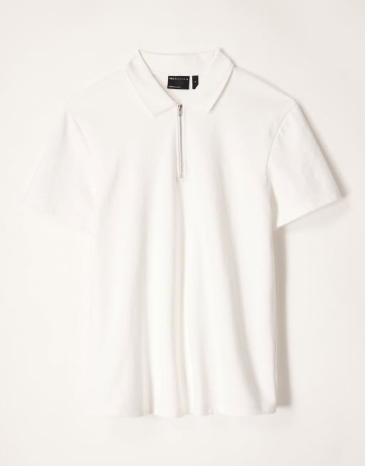 ASOS DESIGN – Vit, mjuk, kraftig pikétröja med dragkedja, 5 av 5